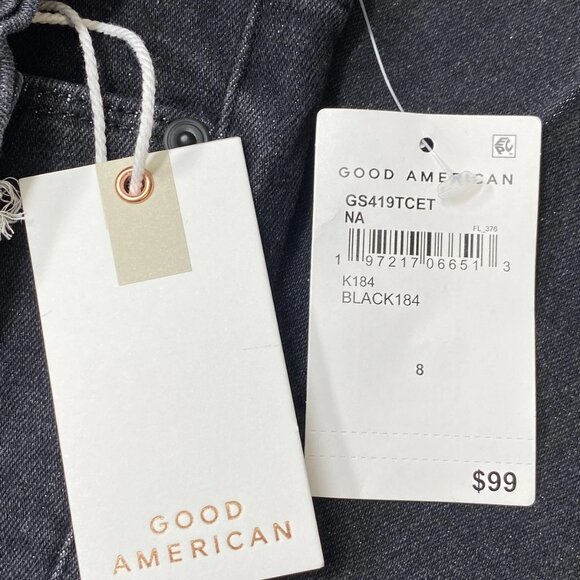NEW GOOD AMERICAN Women's Good Legs Straight Jeans Black Size 8/29 Mid Rise - Picture 6 of 8